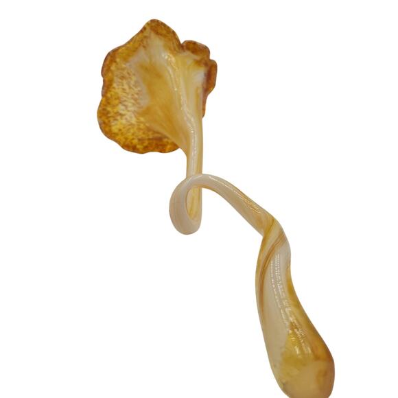 Vintage Murano Italian Glass Hand Blown Gold Open Bud Flower circa 1970s - Picture 5 of 10